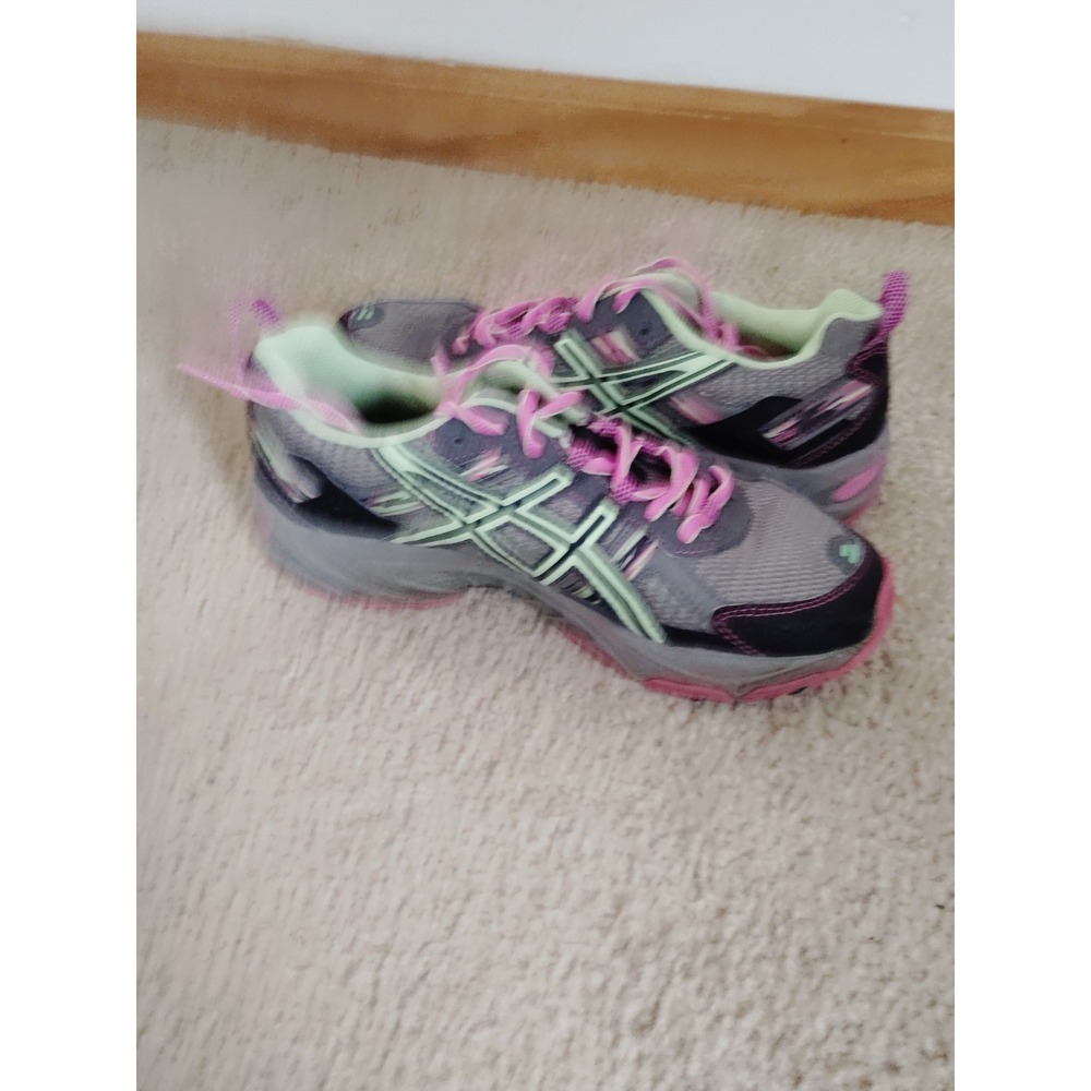 Asics Women 7.5 Gel-Venture 5 Running Training Athletic Gym Shoes Gray Pink Lime - Picture 10 of 12